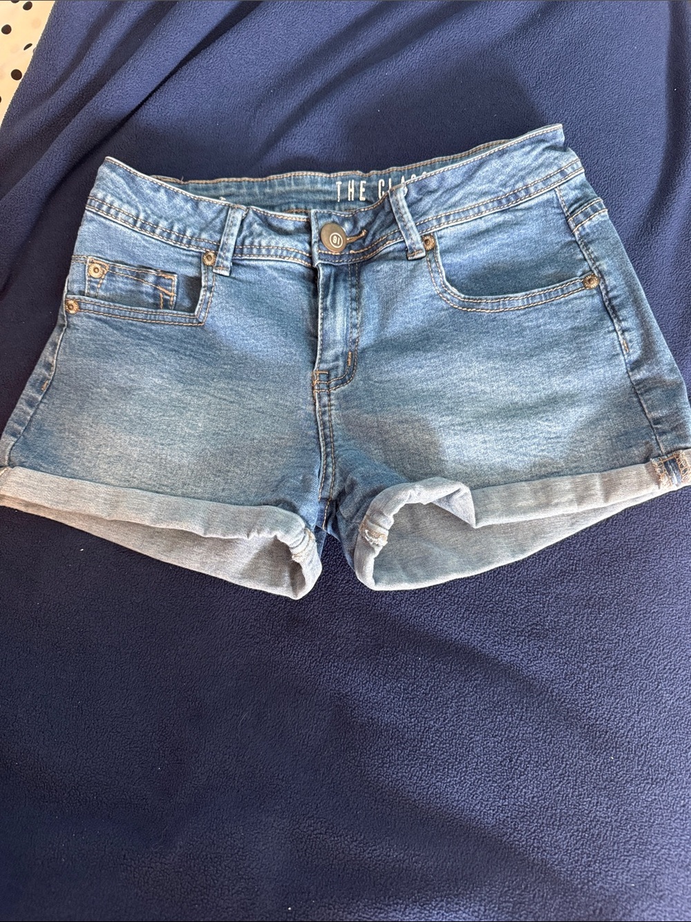 Bullhead Medium Blue Denim Roll-Cuff Shorts
